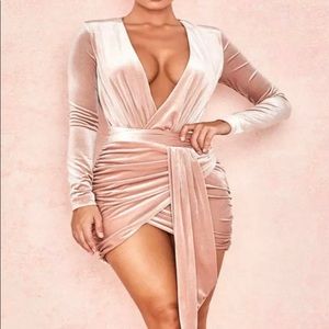 House of cb inspired velvet ruched dress